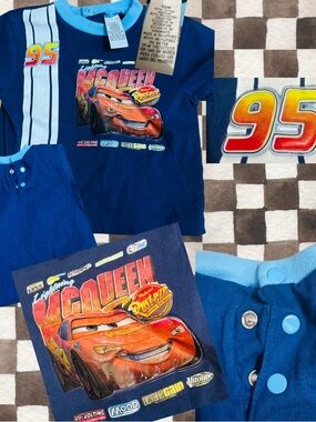 2000s Disney Pixar Cars Lightning McQueen Blue Toddler Shirt